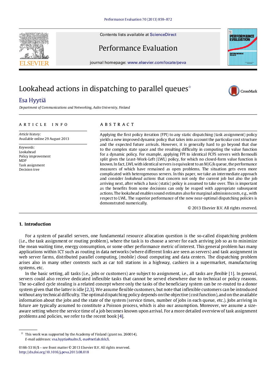 Lookahead actions in dispatching to parallel queues 