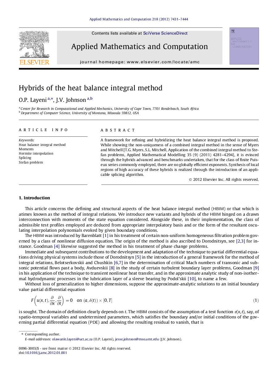 Hybrids of the heat balance integral method