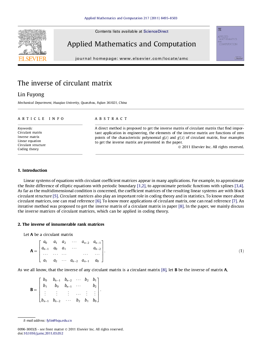 The inverse of circulant matrix