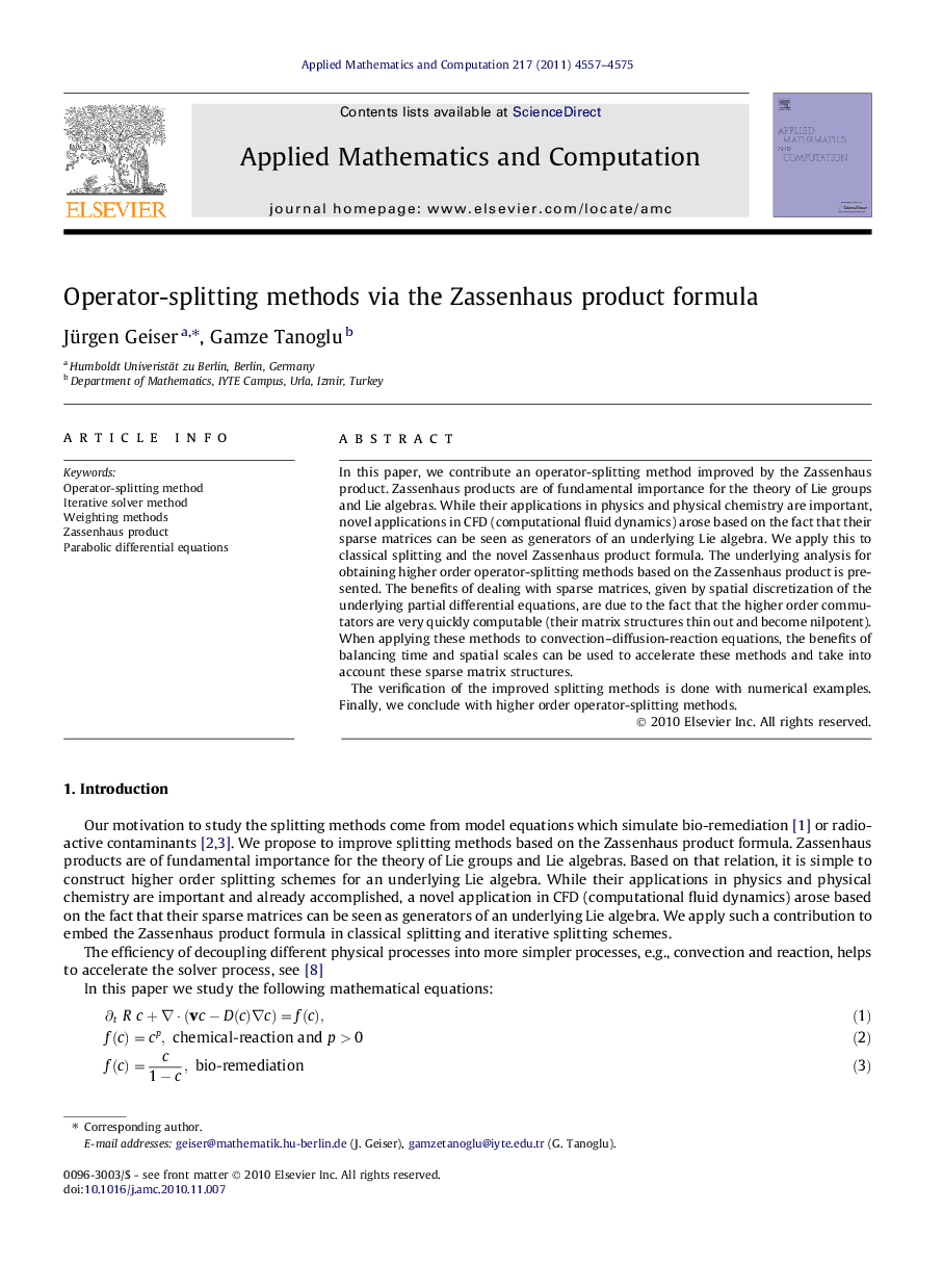 Operator-splitting methods via the Zassenhaus product formula