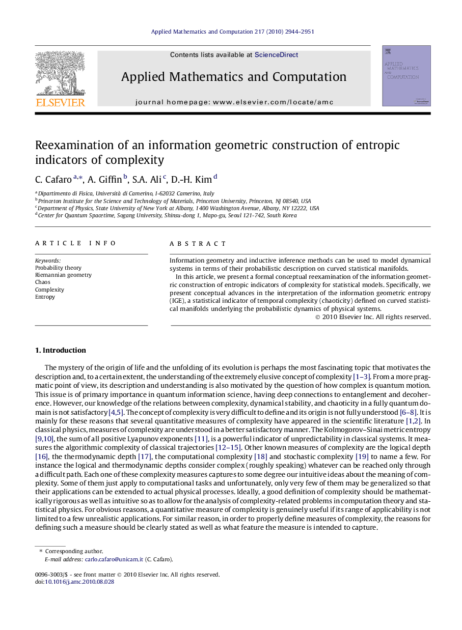 Reexamination of an information geometric construction of entropic indicators of complexity