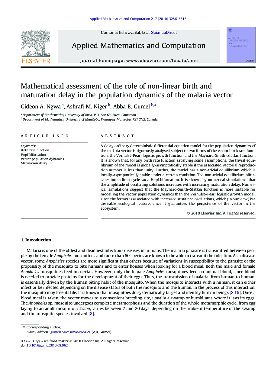 Mathematical assessment of the role of non-linear birth and maturation delay in the population dynamics of the malaria vector