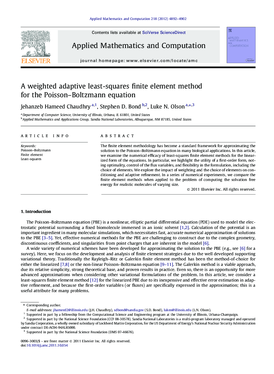 A weighted adaptive least-squares finite element method for the Poisson–Boltzmann equation