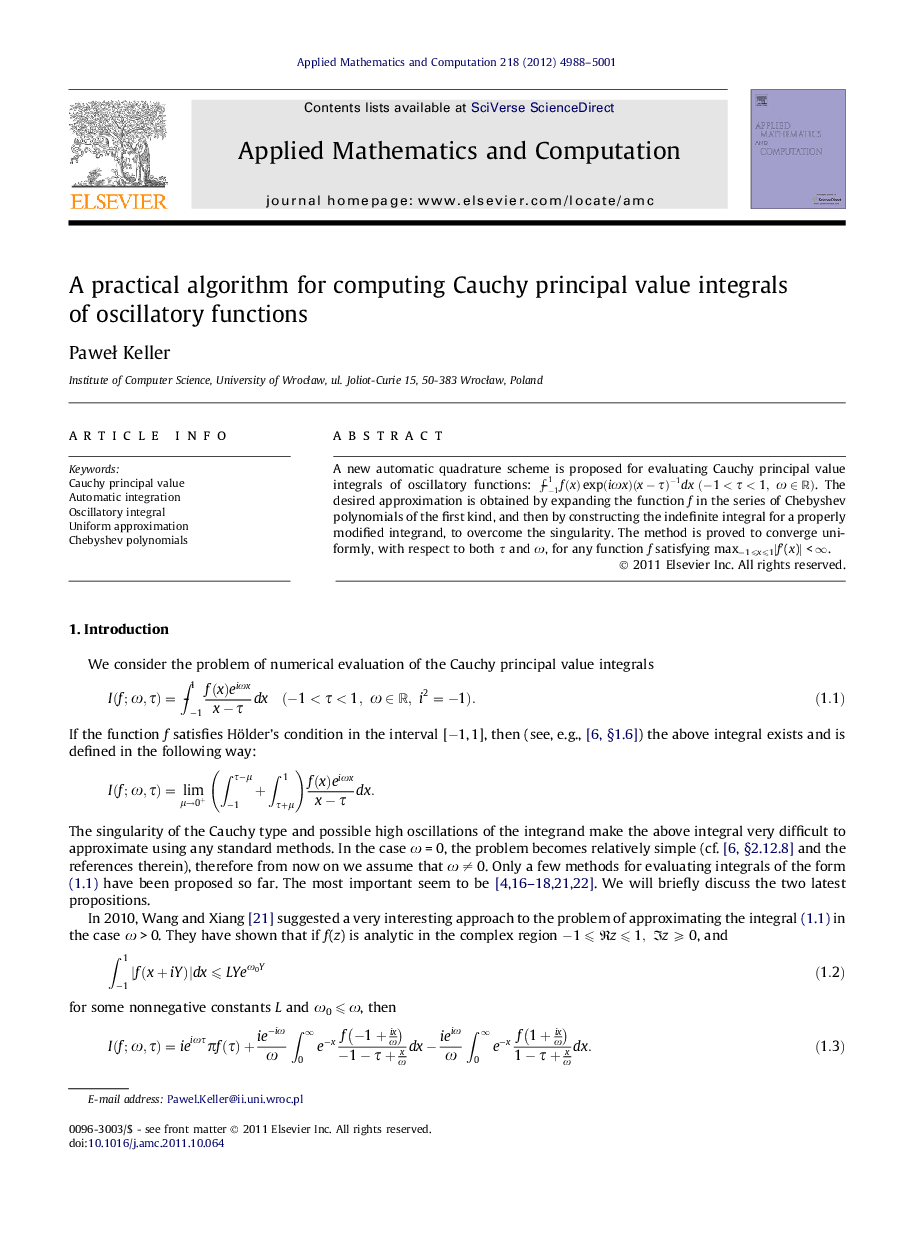 A practical algorithm for computing Cauchy principal value integrals of oscillatory functions