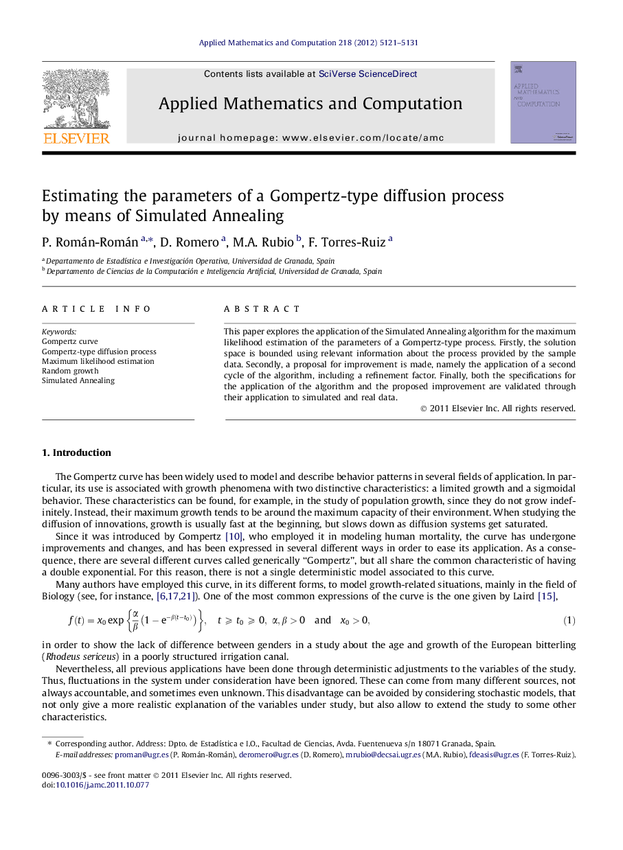 Estimating the parameters of a Gompertz-type diffusion process by means of Simulated Annealing