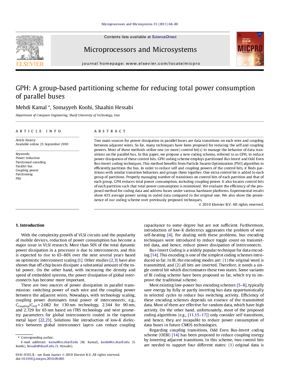 GPH: A group-based partitioning scheme for reducing total power consumption of parallel buses