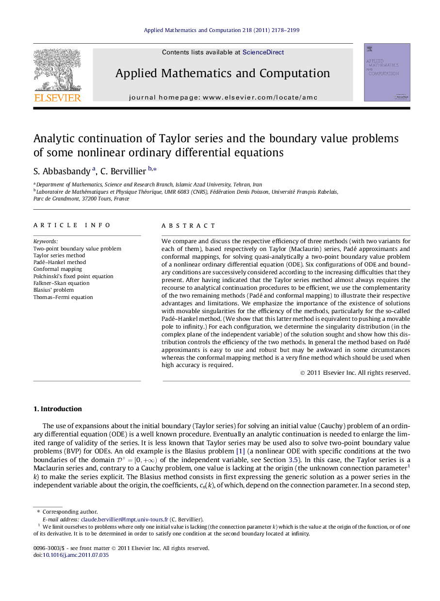 Analytic continuation of Taylor series and the boundary value problems of some nonlinear ordinary differential equations