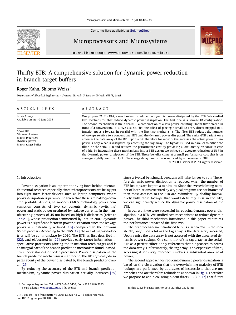 Thrifty BTB: A comprehensive solution for dynamic power reduction in branch target buffers