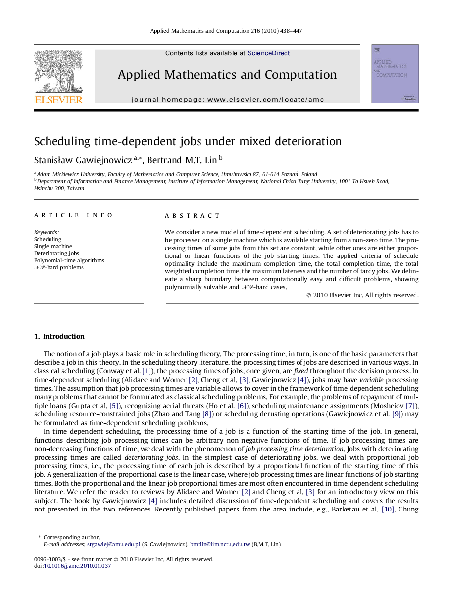 Scheduling time-dependent jobs under mixed deterioration