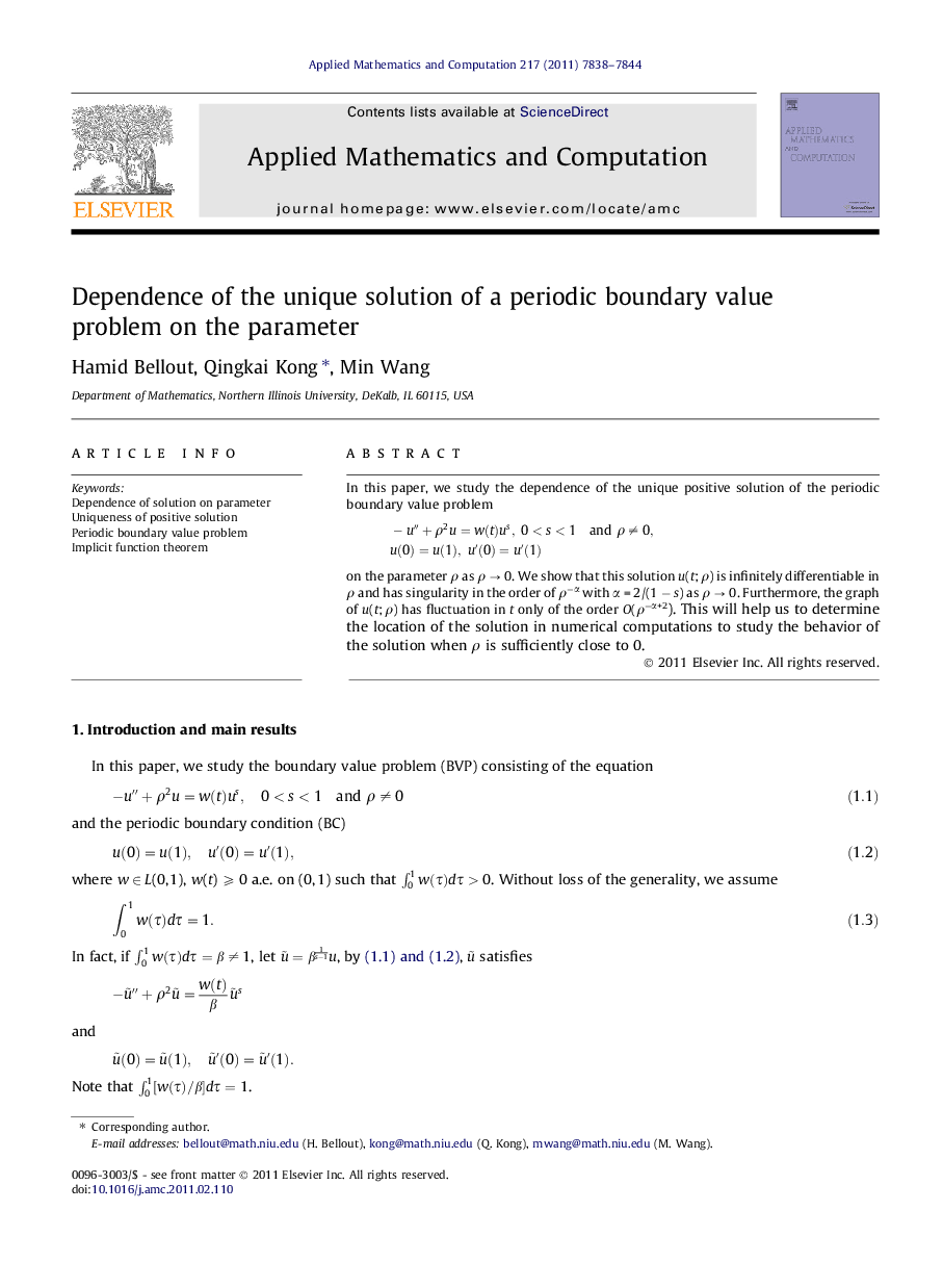 Dependence of the unique solution of a periodic boundary value problem on the parameter