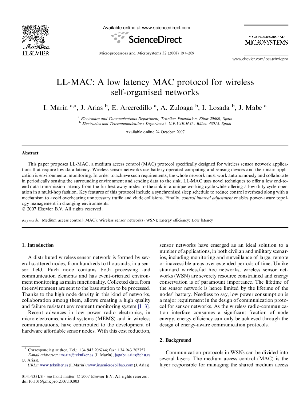 LL-MAC: A low latency MAC protocol for wireless self-organised networks