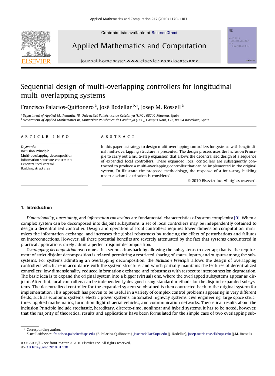 Sequential design of multi-overlapping controllers for longitudinal multi-overlapping systems