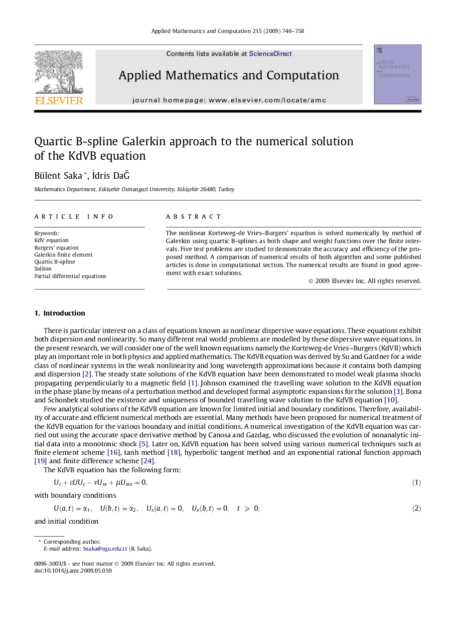 Quartic B-spline Galerkin approach to the numerical solution of the KdVB equation