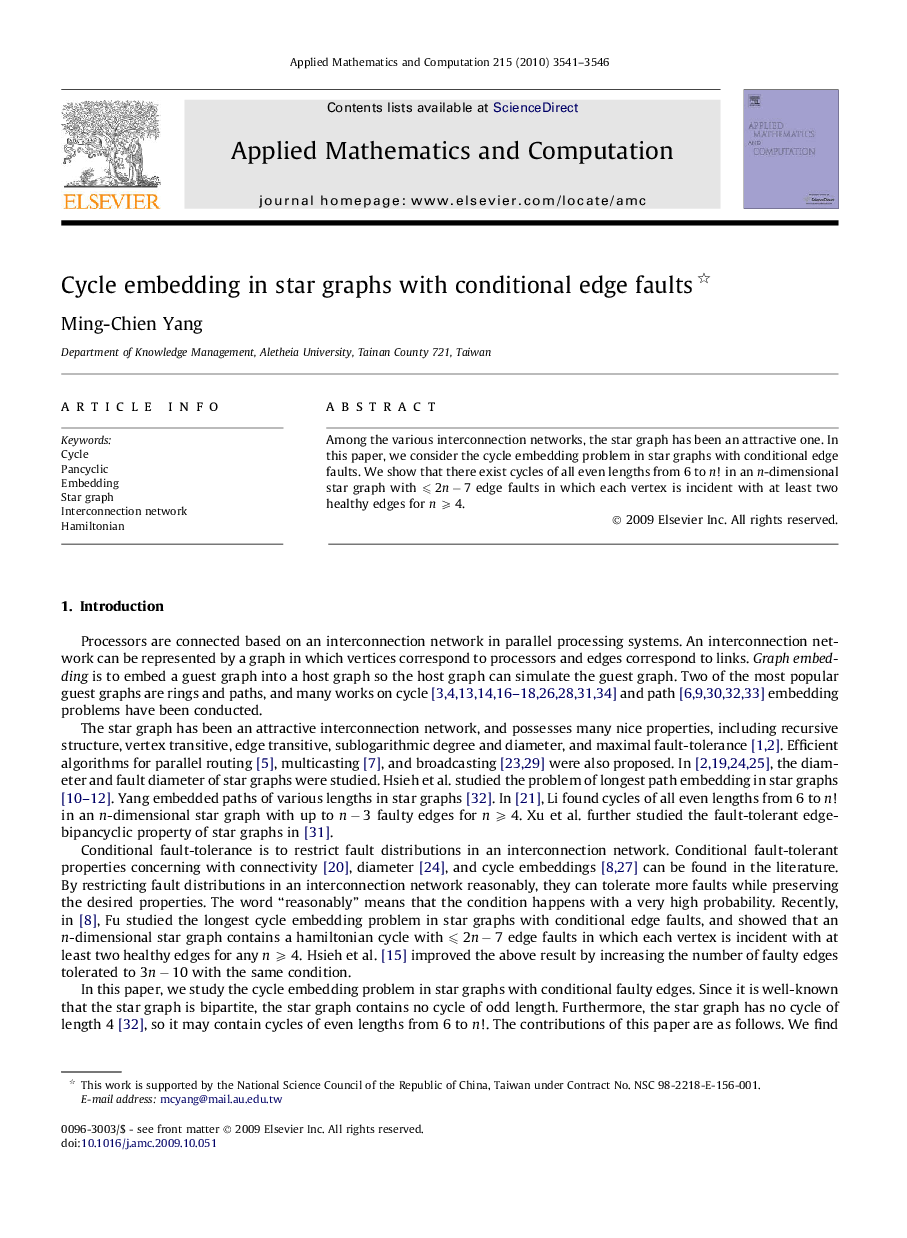 Cycle embedding in star graphs with conditional edge faults 