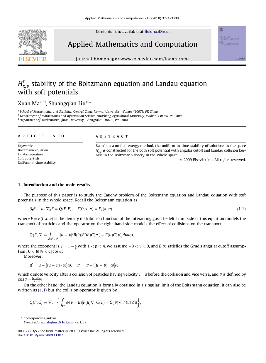 Hx,vs stability of the Boltzmann equation and Landau equation with soft potentials