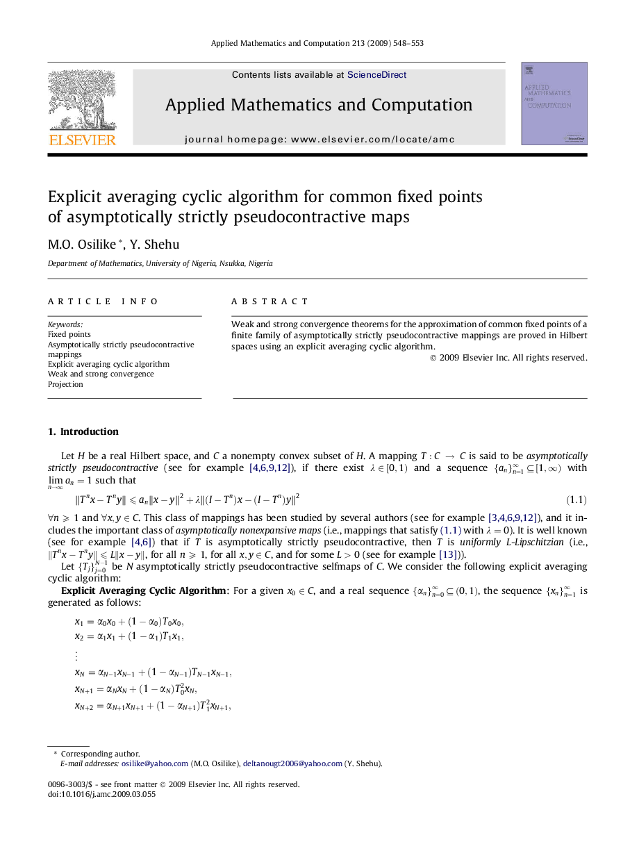 Explicit averaging cyclic algorithm for common fixed points of asymptotically strictly pseudocontractive maps