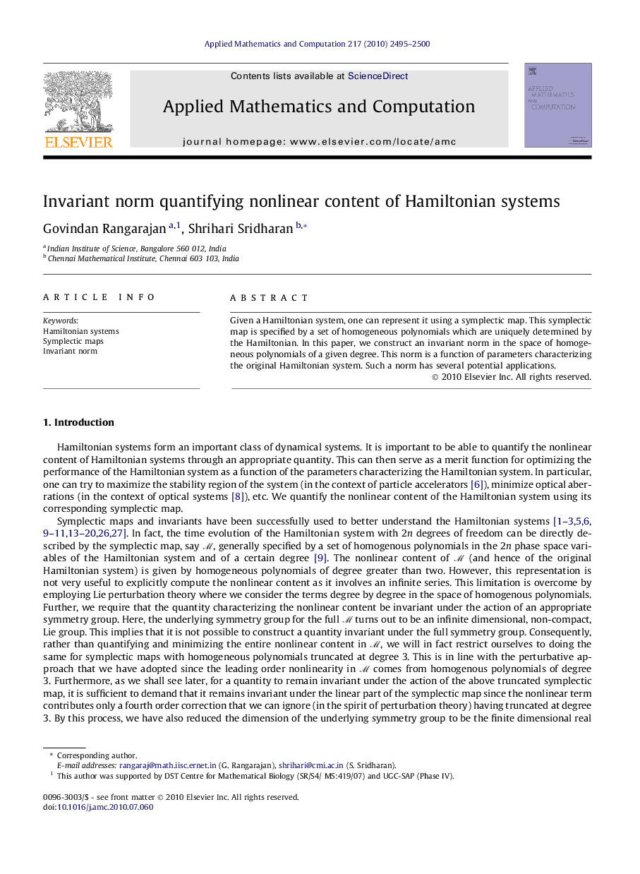 Invariant norm quantifying nonlinear content of Hamiltonian systems