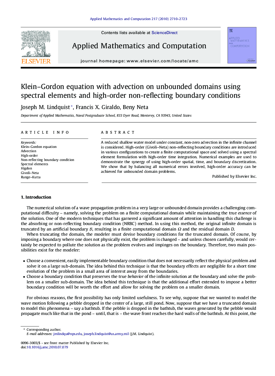 Klein-Gordon equation with advection on unbounded domains using spectral elements and high-order non-reflecting boundary conditions