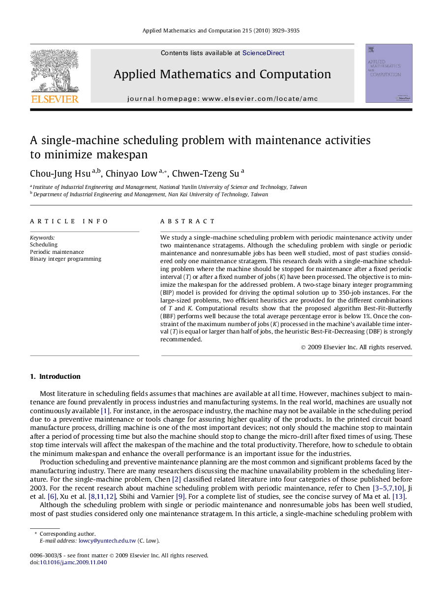 A single-machine scheduling problem with maintenance activities to minimize makespan