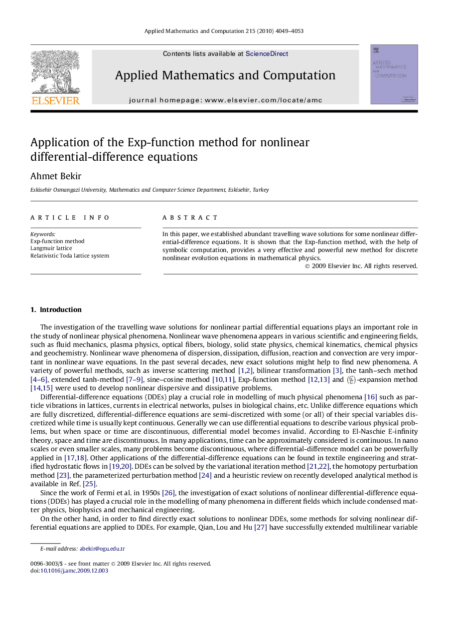 Application of the Exp-function method for nonlinear differential-difference equations