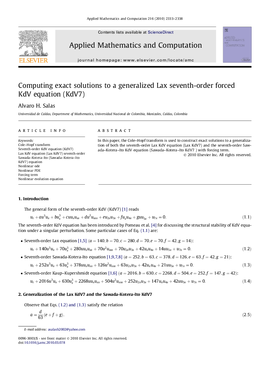 Computing exact solutions to a generalized Lax seventh-order forced KdV equation (KdV7)