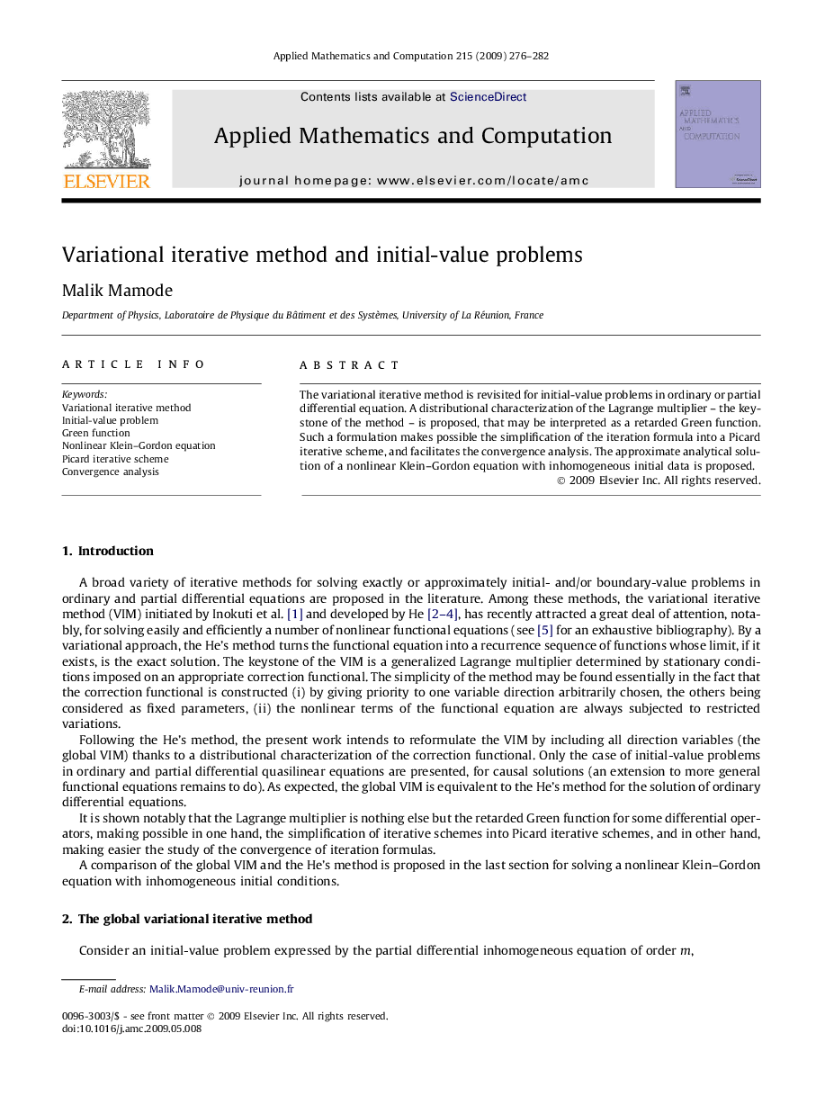 Variational iterative method and initial-value problems