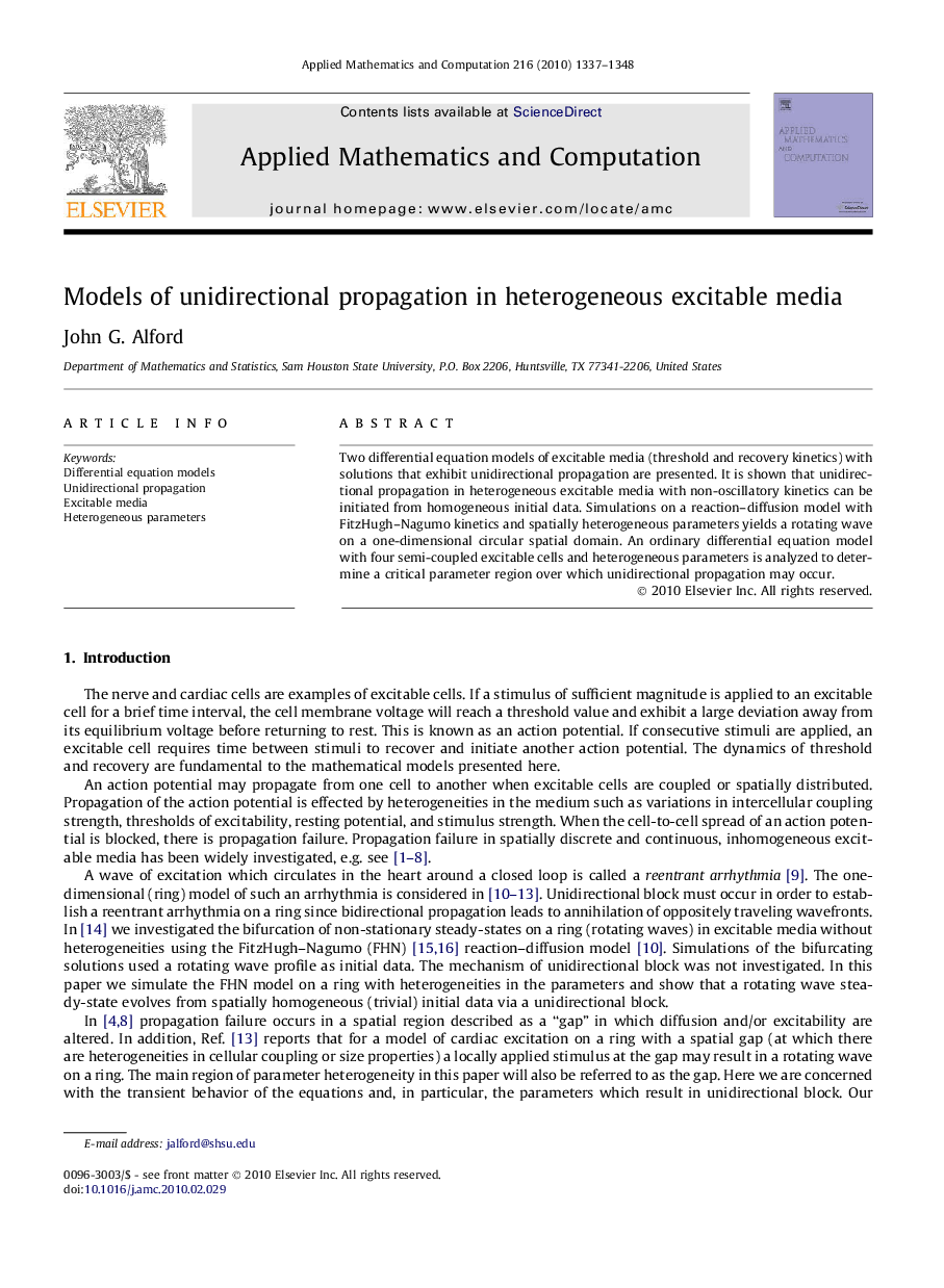 Models of unidirectional propagation in heterogeneous excitable media