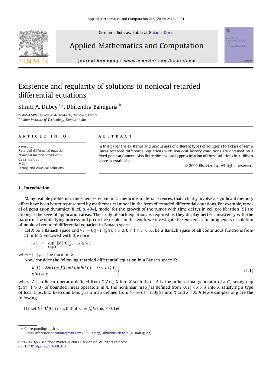 Existence and regularity of solutions to nonlocal retarded differential equations