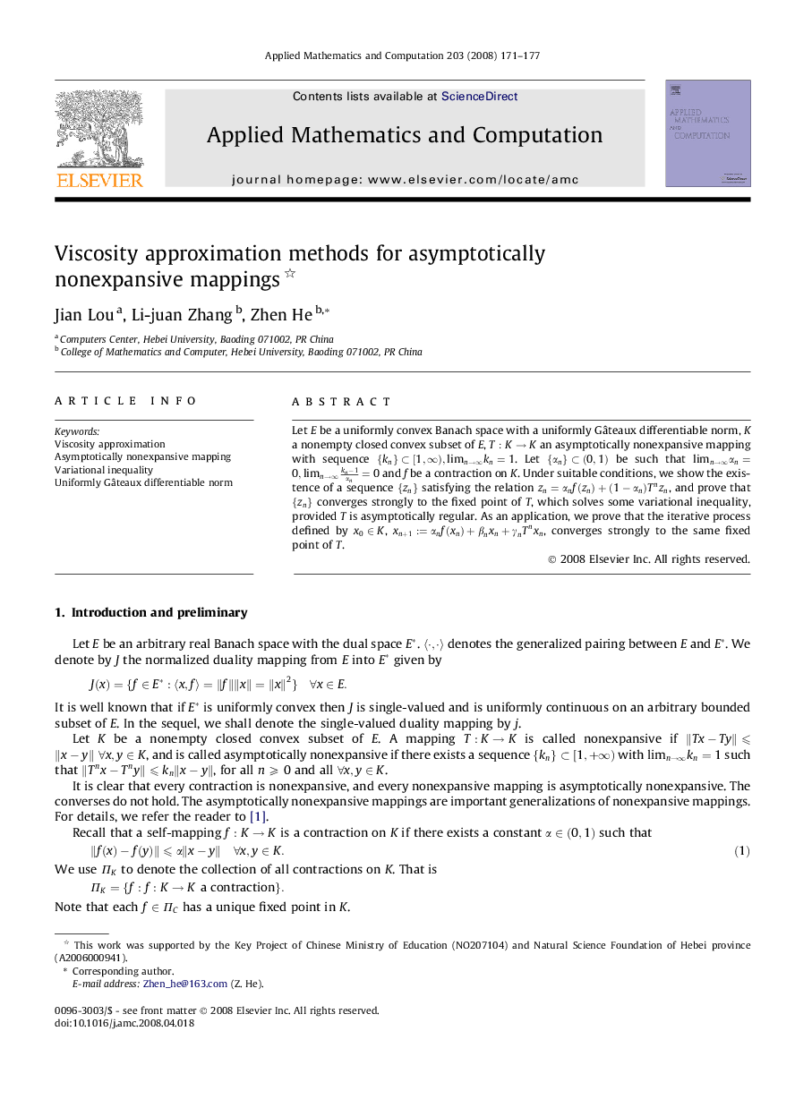 Viscosity approximation methods for asymptotically nonexpansive mappings 