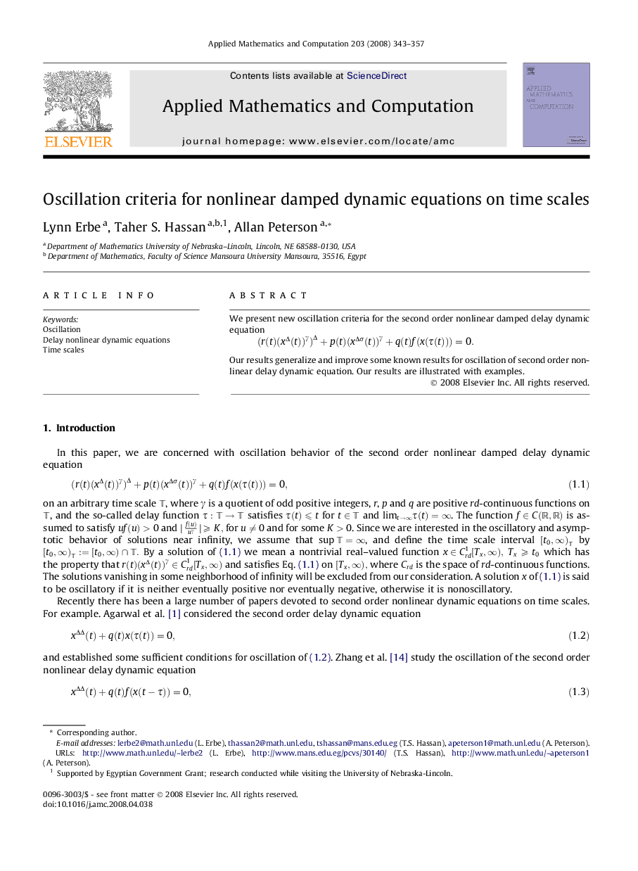 Oscillation criteria for nonlinear damped dynamic equations on time scales