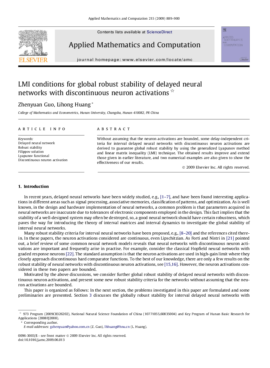 LMI conditions for global robust stability of delayed neural networks with discontinuous neuron activations 