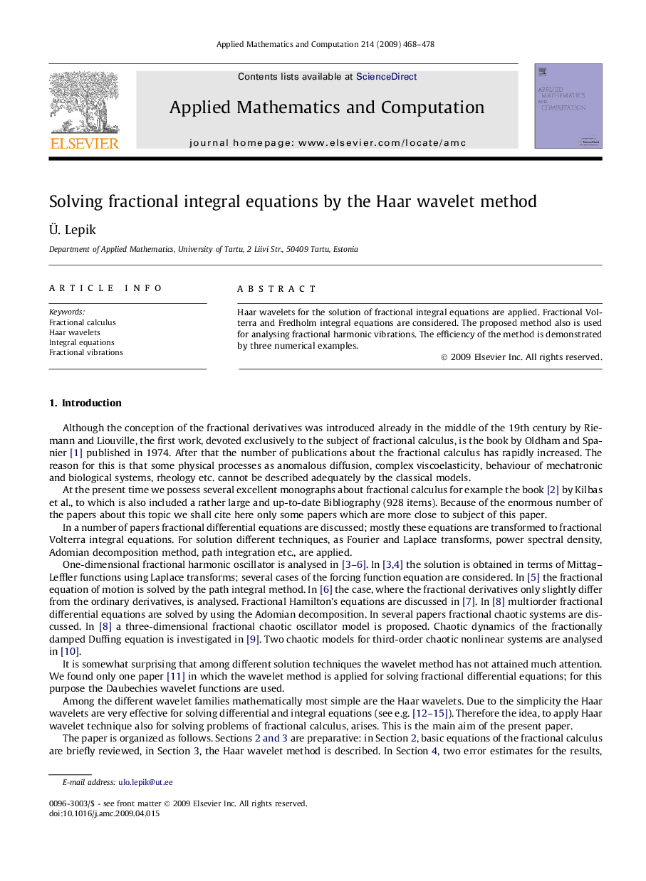 Solving fractional integral equations by the Haar wavelet method