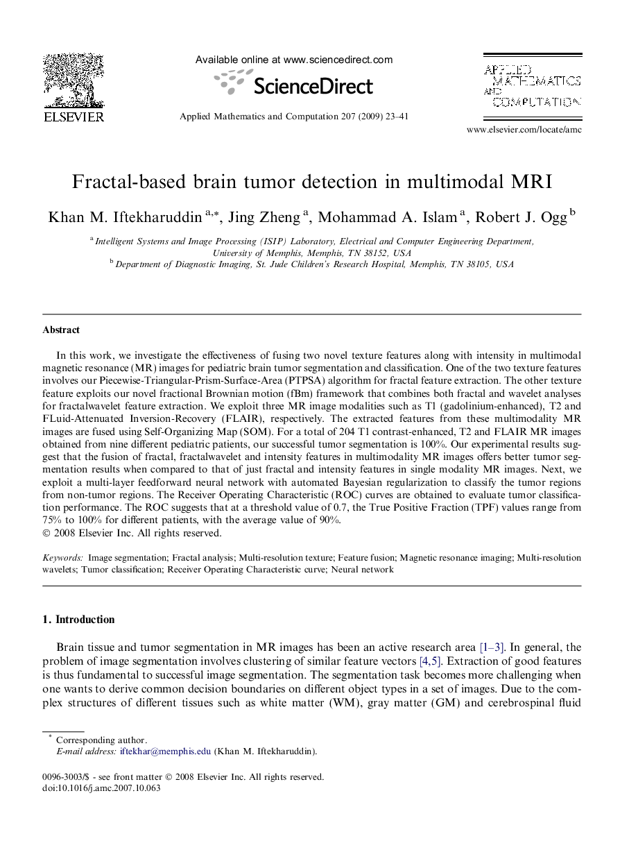 Fractal-based brain tumor detection in multimodal MRI