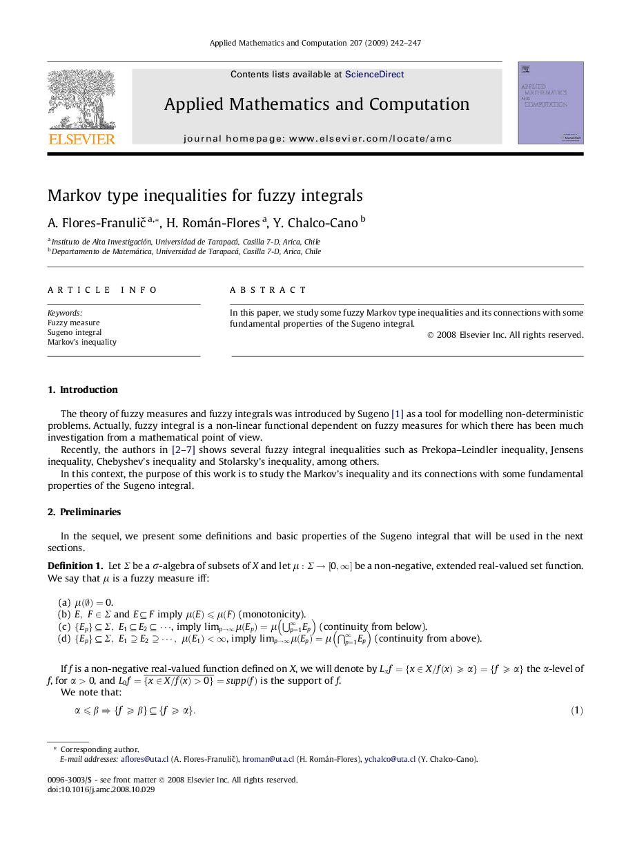 Markov type inequalities for fuzzy integrals