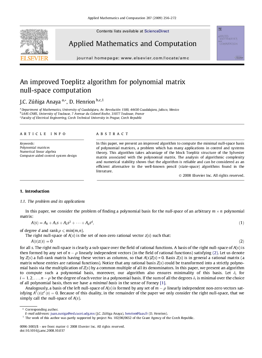 An improved Toeplitz algorithm for polynomial matrix null-space computation