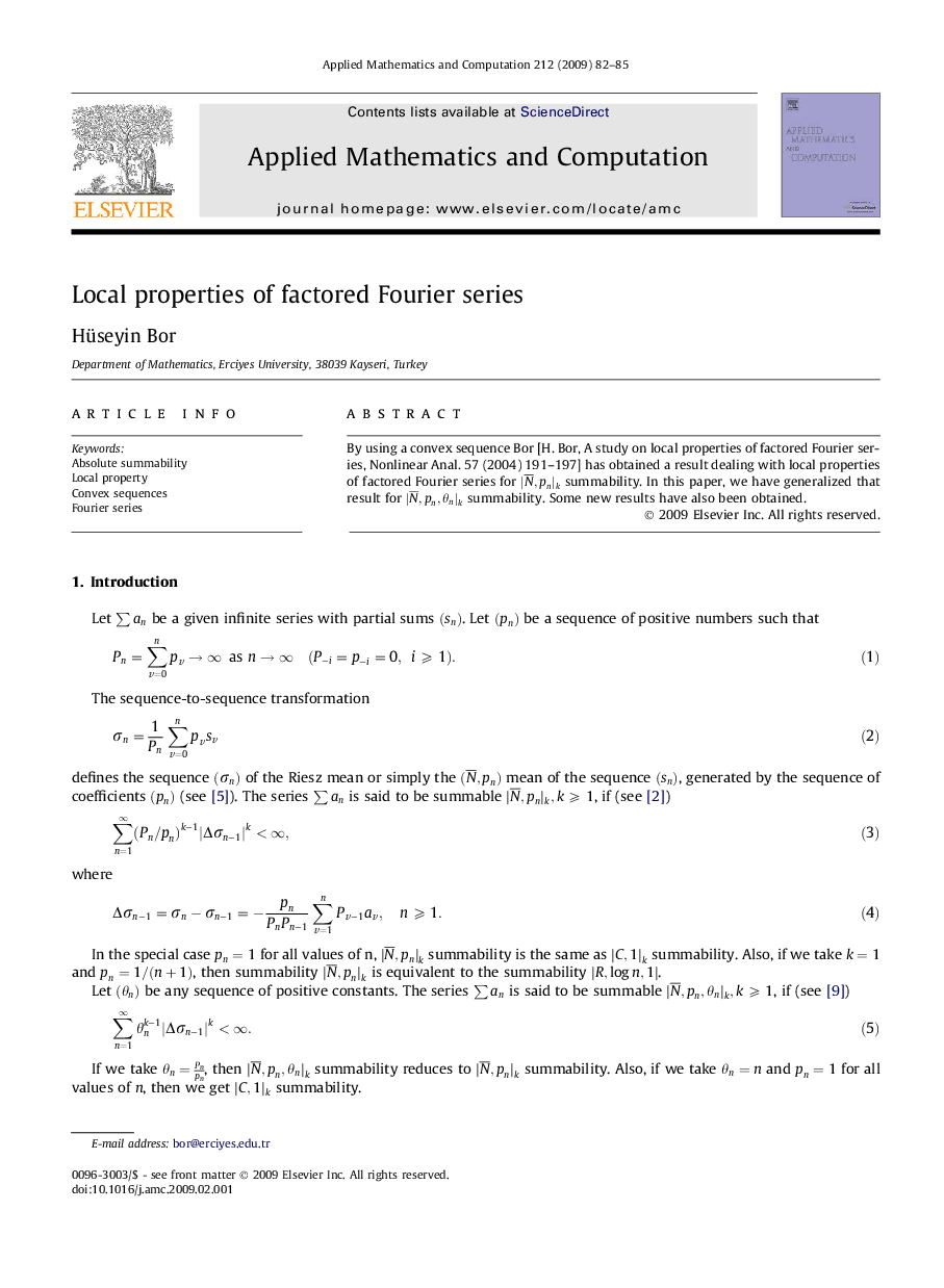 Local properties of factored Fourier series