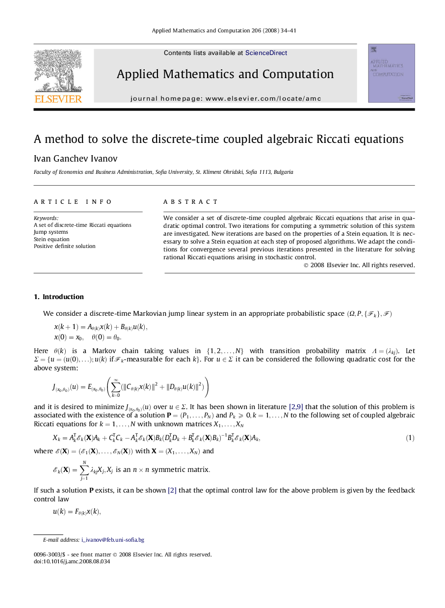 A method to solve the discrete-time coupled algebraic Riccati equations