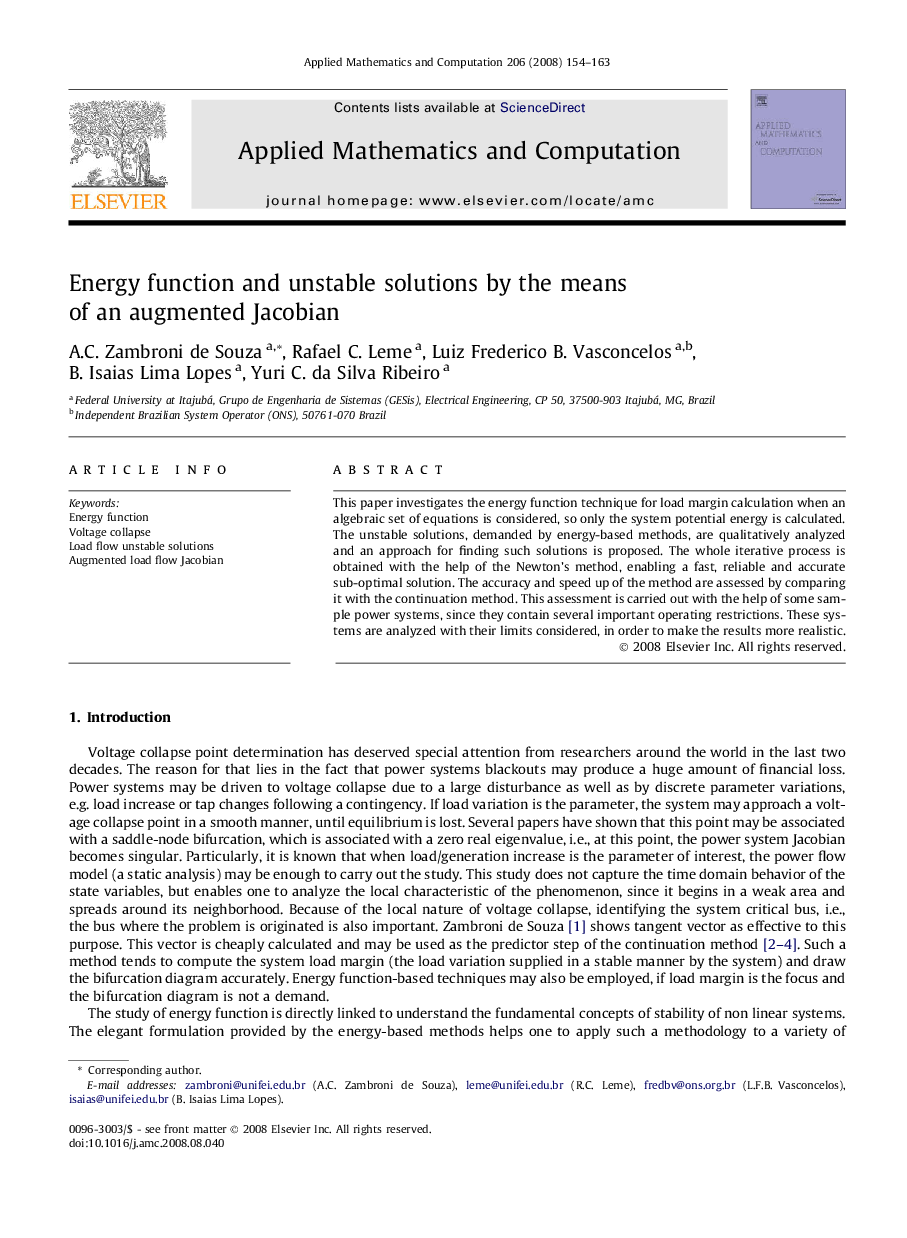 Energy function and unstable solutions by the means of an augmented Jacobian