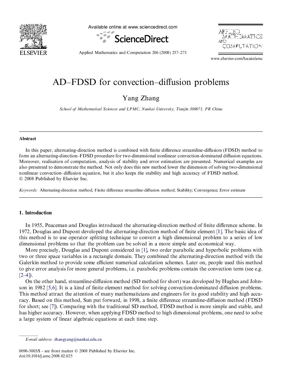 AD-FDSD for convection-diffusion problems