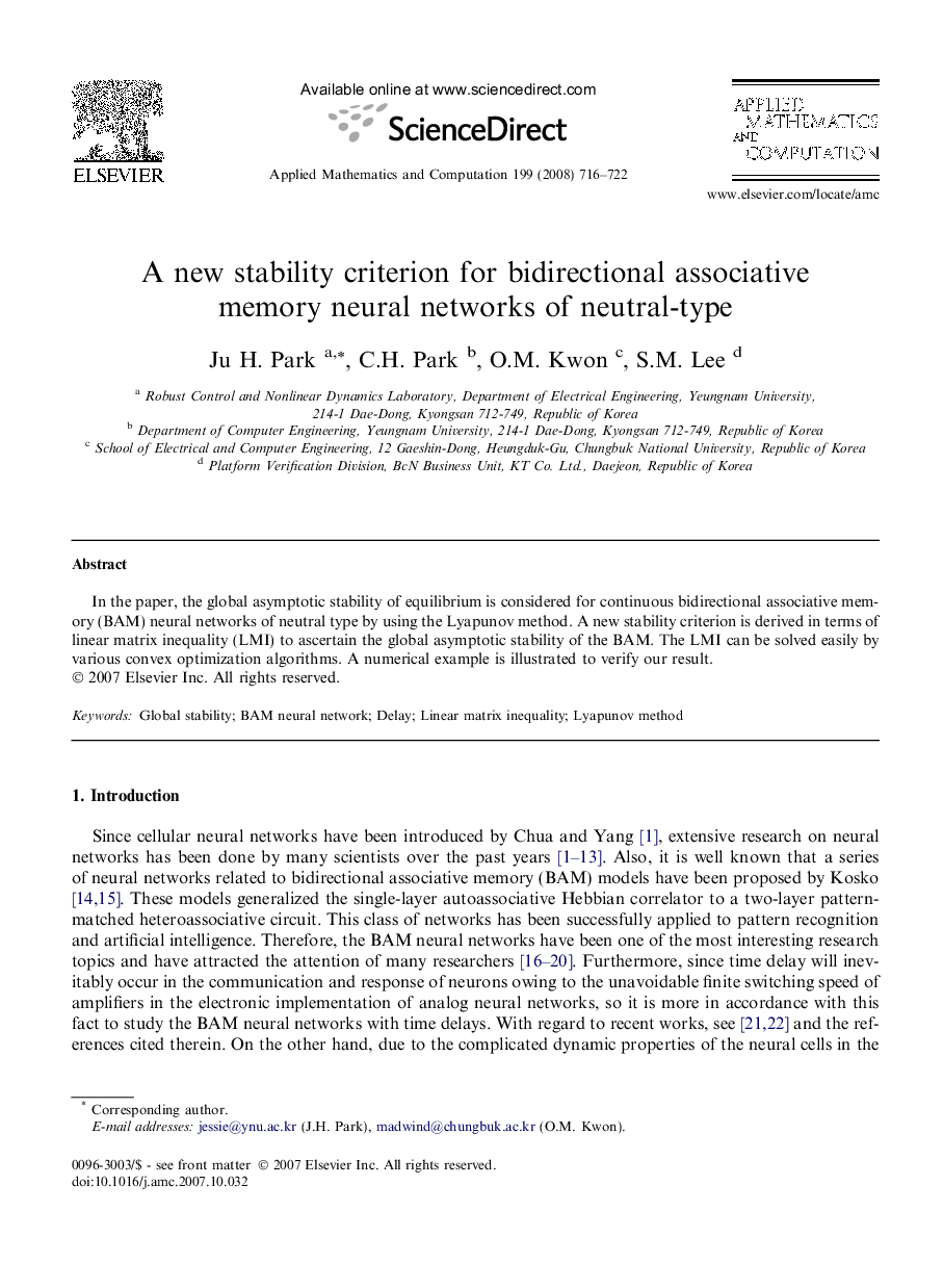 A new stability criterion for bidirectional associative memory neural networks of neutral-type