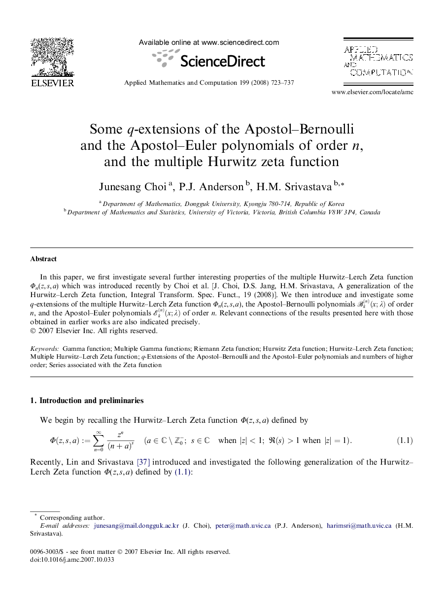 Some q-extensions of the Apostol-Bernoulli and the Apostol-Euler polynomials of order n, and the multiple Hurwitz zeta function