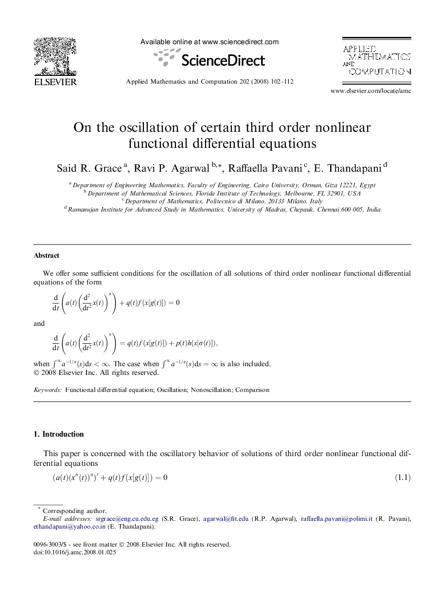 On the oscillation of certain third order nonlinear functional differential equations