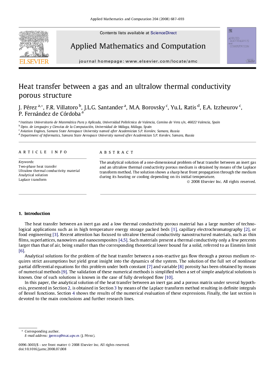 Heat transfer between a gas and an ultralow thermal conductivity porous structure