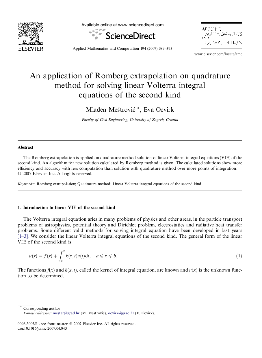 An application of Romberg extrapolation on quadrature method for solving linear Volterra integral equations of the second kind