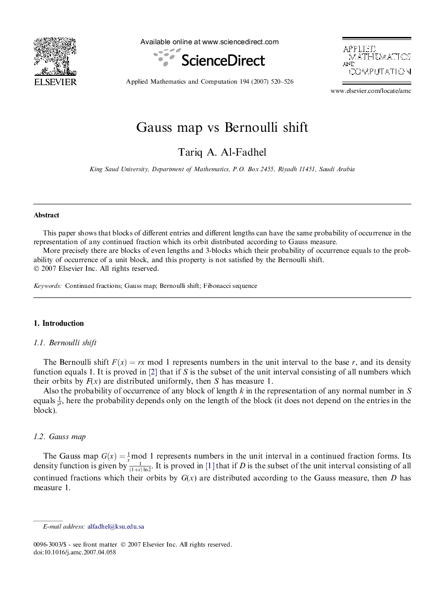 Gauss map vs Bernoulli shift