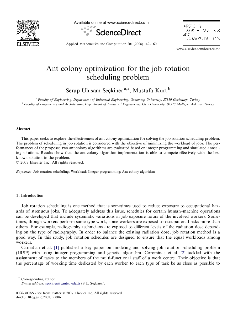 Ant colony optimization for the job rotation scheduling problem