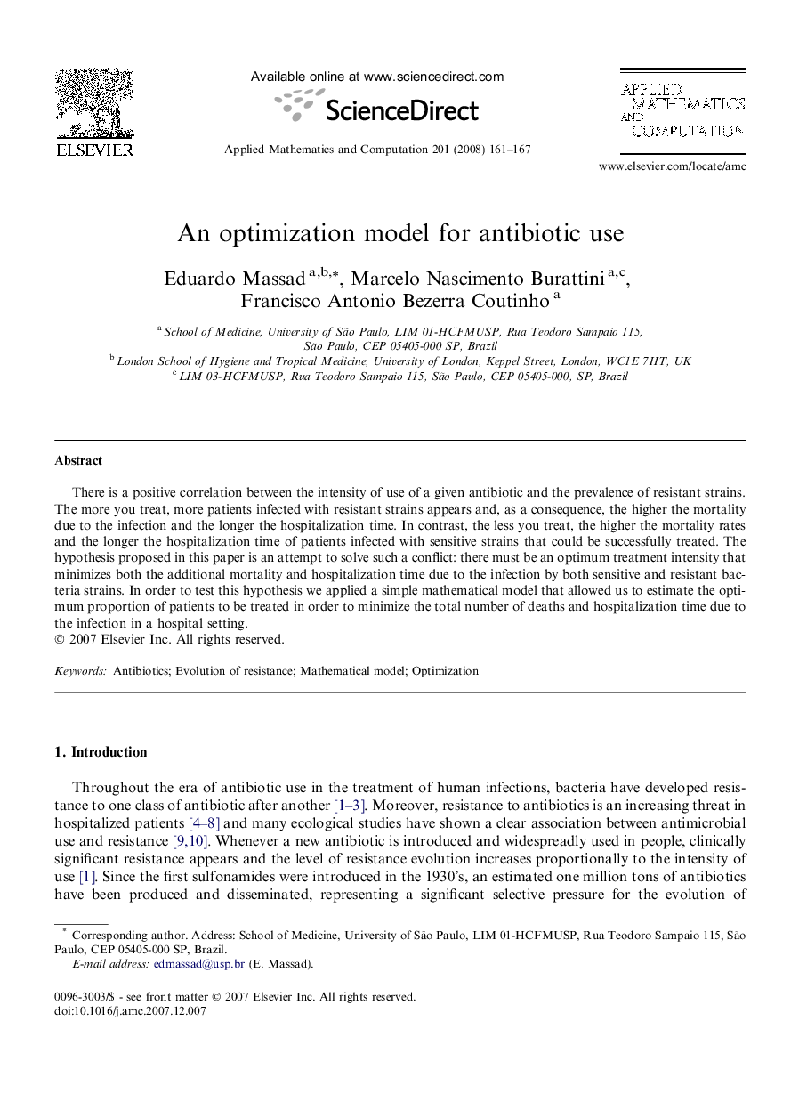 An optimization model for antibiotic use