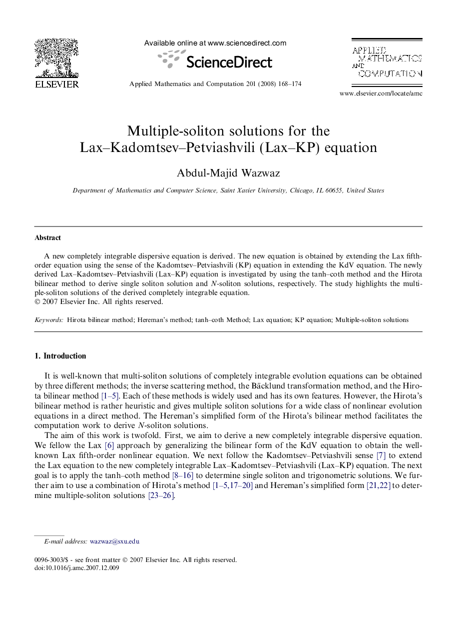 Multiple-soliton solutions for the Lax–Kadomtsev–Petviashvili (Lax–KP) equation