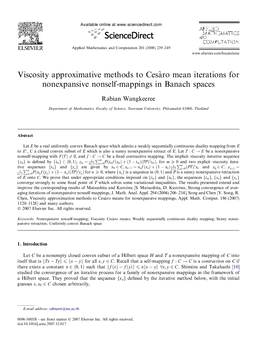 Viscosity approximative methods to CesÃ ro mean iterations for nonexpansive nonself-mappings in Banach spaces