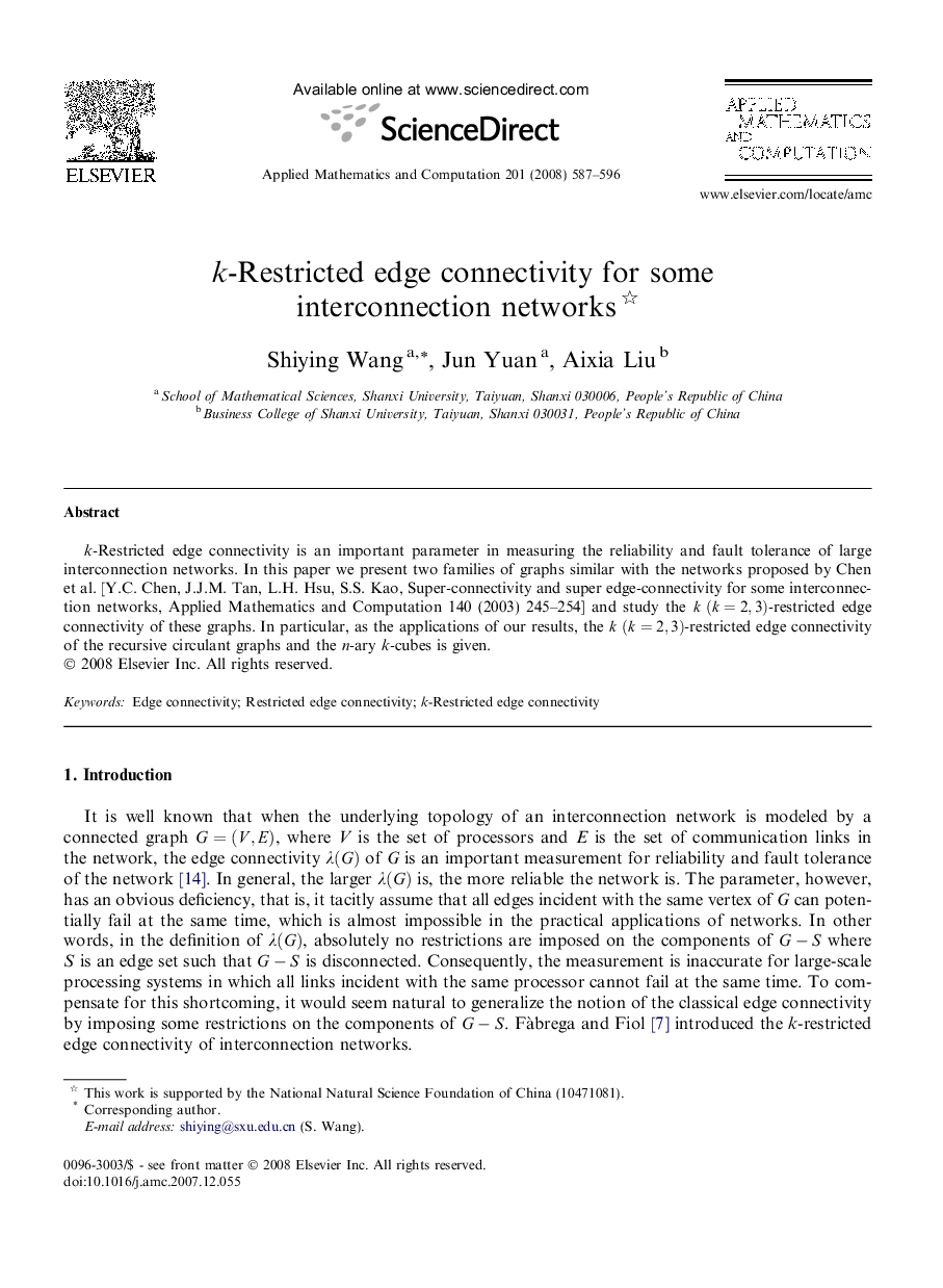 k-Restricted edge connectivity for some interconnection networks 